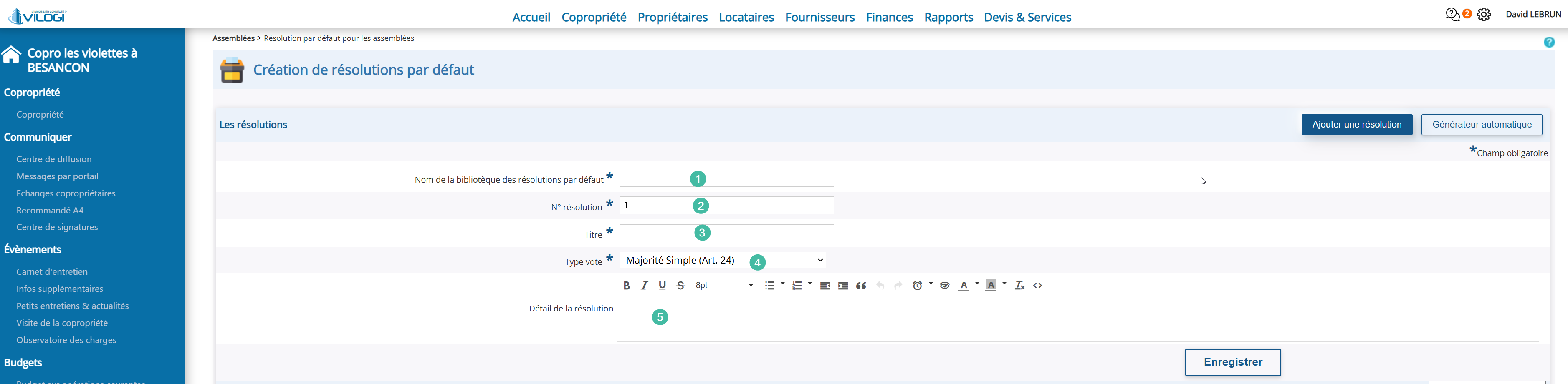 Ajouter une résolution Tutoriel logiciel immobilier pour syndics et administrateurs de biens
